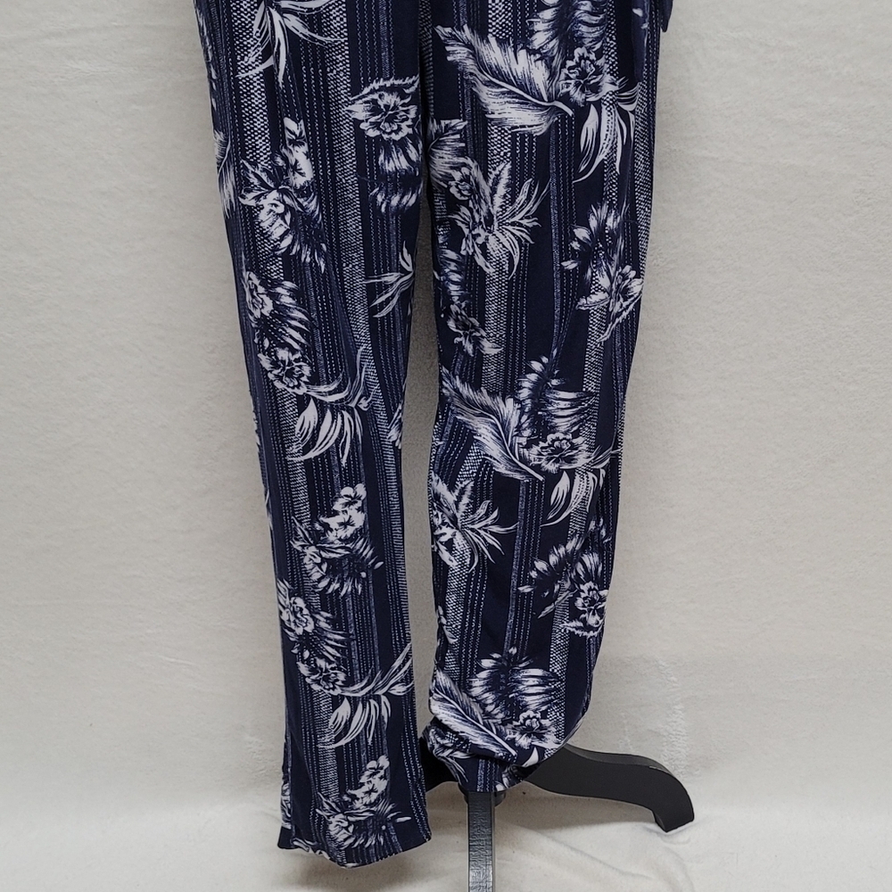 Lot Jumpsuits Derek Heart Blue Tropical Tie-Waist Old Navy Floral Linen S-M - Picture 4 of 16